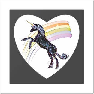 Unicorn with Rainbow Art Posters and Art